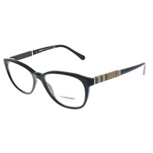 burberry be 2172 3001 black plastic round eyeglasses 52mm