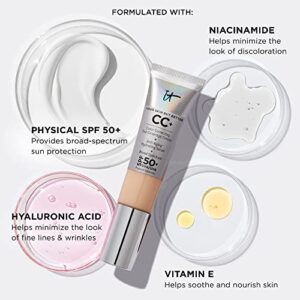 IT Cosmetics CC+ Cream, Light (W) - Color Correcting Cream, Full-Coverage Foundation, Hydrating Serum & SPF 50+ Sunscreen - Natural Finish - 1.08 fl oz