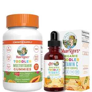 toddler multivitamin gummies & usda organic vitamin c liquid drops for toddler bundle by maryruth’s | vitamin c, d3, zinc | immune support & overall health | vegan | non-gmo | gluten free