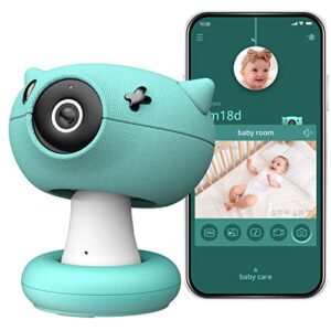 pixsee smart video baby monitor, full hd camera and audio with night vision, cry detection, temperature & humidity sensors and 2 way talk, encrypted wireless wifi for phone app, supports alexa
