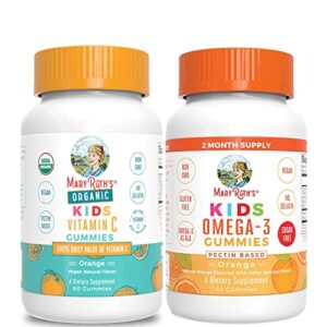 usda organic vitamin c gummies for kids & vegan omega 3 gummies for kids bundle by maryruth’s | immune function & overall health | omega 3 with vitamin c, vitamin e, flaxseed oil | brain health