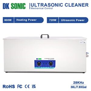 DK SONIC 30L Ultrasonic Gun Cleaner with Timer Basket and Stainless Steel Tank for Rifle,Guns Parts, Bullets,Military Supplies, Brass,Carburetor,Engine Parts(30L, 110V)