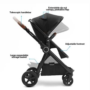 Mompush Ultimate2 Baby Stroller with Removable Bassinet - Full-Size Baby Strollers for Comfortable Outings with Baby - Toddler Stroller with Reversible Stroller Seat - Smooth Glide Bassinet Stroller