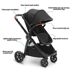 Mompush Ultimate2 Baby Stroller with Removable Bassinet - Full-Size Baby Strollers for Comfortable Outings with Baby - Toddler Stroller with Reversible Stroller Seat - Smooth Glide Bassinet Stroller