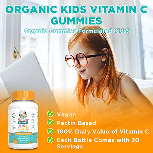 USDA Organic Vitamin C Gummies for Kids & Kids Magnesium Citrate Gummies Bundle by MaryRuth's | Immune Support & Overall Health | Magnesium Supplement | Stress Relief, Bone, Nerve, Gut Health