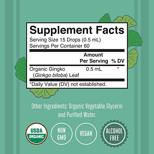 USDA Organic Ginkgo Leaf Drops & Adults Adrenal & Focus Support Drops Bundle by MaryRuth's | Traditional Herb Used for Circulatory System & Brain Health | Herbal Supplement for Brain & Memory Drops