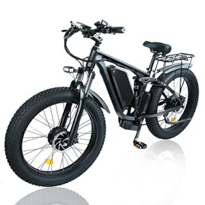 smlro electric bikes 2000w ebikes for adults dual motor fat tire electric mountain bike 48v 22.4ah removable battery 26” adult electric bicycles hydraulic disc brakes (black)
