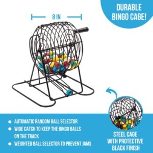 Regal Games - Deluxe Bingo Set - Includes Bingo Cage, Master Board, 18 Mixed Cards, 75 Calling Balls, Colorful Chips - Ideal for Large Groups, Parties