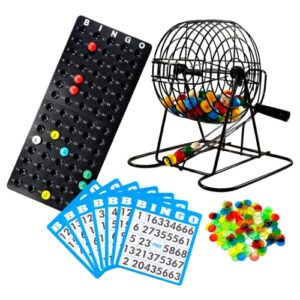 regal games – deluxe bingo set – includes bingo cage, master board, 18 mixed cards, 75 calling balls, colorful chips – ideal for large groups, parties