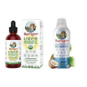 liquid probiotics & liquid multimineral coconut bundle by maryruth’s | immune support | digestion support | magnesium, calcium & msm, no melatonin supplement.