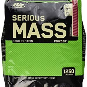 Optimum Nutrition Serious Mass Strawberry Weight Gain Protein Powder | 12 lbs