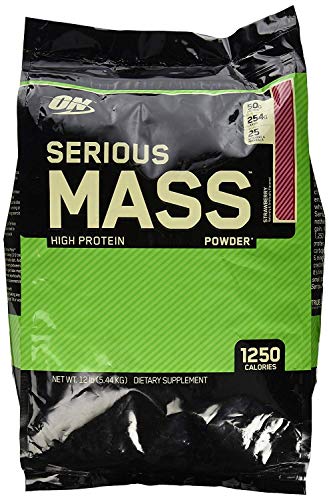 Optimum Nutrition Serious Mass Strawberry Weight Gain Protein Powder | 12 lbs