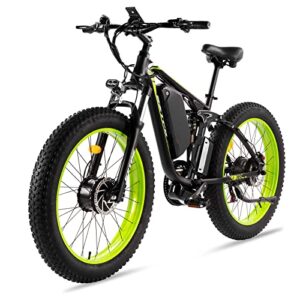 1500w electric bike for adults, 26″ fat tire electric mountain bicycle, 48v 22.4ah removable li-ion battery, max 50kph e-bike snow beach,electric bicycle with shimano 21 speed suspension fork