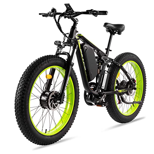 1500W Electric Bike for Adults, 26" Fat Tire Electric Mountain Bicycle, 48V 22.4Ah Removable Li-Ion Battery, Max 50Kph E-Bike Snow Beach,Electric Bicycle with Shimano 21 Speed Suspension Fork