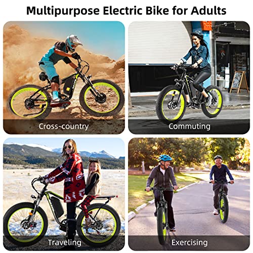 1500W Electric Bike for Adults, 26" Fat Tire Electric Mountain Bicycle, 48V 22.4Ah Removable Li-Ion Battery, Max 50Kph E-Bike Snow Beach,Electric Bicycle with Shimano 21 Speed Suspension Fork