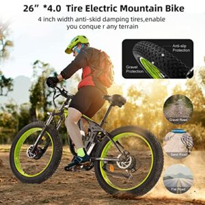 1500W Electric Bike for Adults, 26" Fat Tire Electric Mountain Bicycle, 48V 22.4Ah Removable Li-Ion Battery, Max 50Kph E-Bike Snow Beach,Electric Bicycle with Shimano 21 Speed Suspension Fork