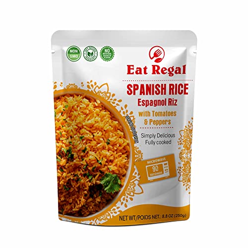 Eat Regal Spanish Style Rice In Hood & Tray, Ready To Eat in 90 Seconds, Microwavable in just 90 Seconds, Nutritious & Delicious 8.8 Ounce (Pack of 8)