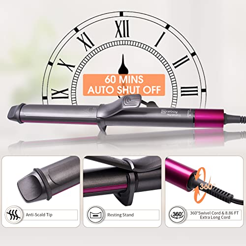 Curling Iron, Nicebay 1 1/4 Inch Hair Curling Wand with Ceramic Coating, Professional Hair Curler, Fast Heating up to 430°F, Dual Voltage for Worldwide, 60 Mins Auto Off, Suit for Different Hairstyle