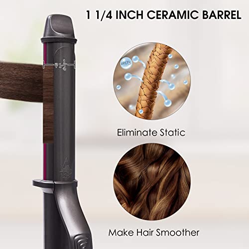 Curling Iron, Nicebay 1 1/4 Inch Hair Curling Wand with Ceramic Coating, Professional Hair Curler, Fast Heating up to 430°F, Dual Voltage for Worldwide, 60 Mins Auto Off, Suit for Different Hairstyle