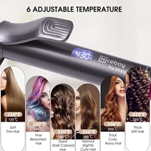 Curling Iron, Nicebay 1 1/4 Inch Hair Curling Wand with Ceramic Coating, Professional Hair Curler, Fast Heating up to 430°F, Dual Voltage for Worldwide, 60 Mins Auto Off, Suit for Different Hairstyle