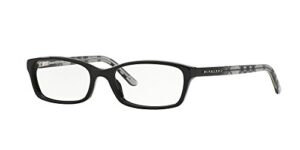 burberry be 2073 3164 black plastic rectangle eyeglasses 53mm