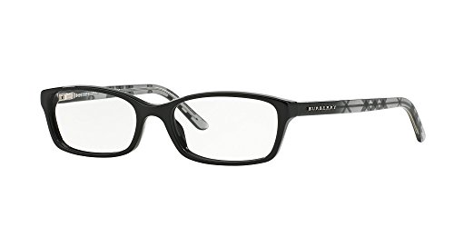 BURBERRY BE 2073 3164 Black Plastic Rectangle Eyeglasses 53mm