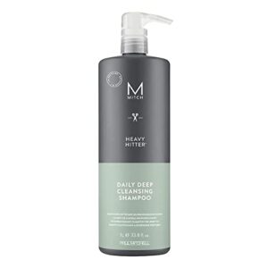 paul mitchell mitch heavy hitter daily deep cleansing shampoo for men, for all hair types, 33.8 fl. oz.