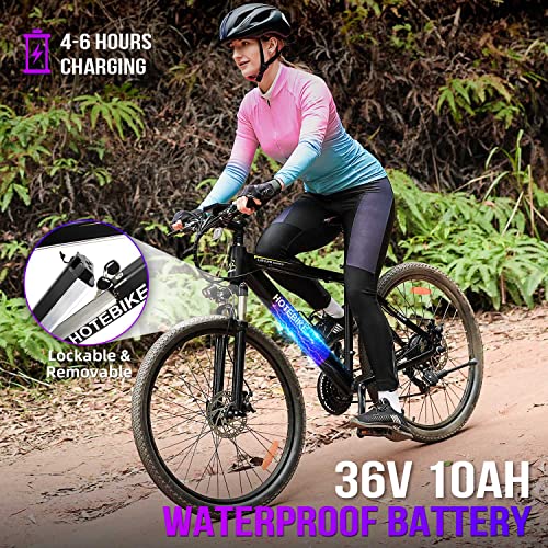 HOTEBIKE 350W Electric Bike for Adults with 36V 10AH Removable Hidden Battery, Electric Mountain Bike 27.5" Ebike for Men Women, Electric Bicycle with Shimano 21 Speed Gears