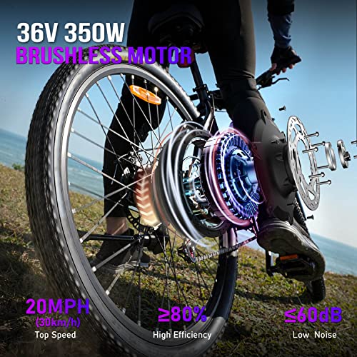 HOTEBIKE 350W Electric Bike for Adults with 36V 10AH Removable Hidden Battery, Electric Mountain Bike 27.5" Ebike for Men Women, Electric Bicycle with Shimano 21 Speed Gears