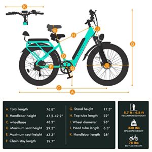 Wildeway Electric Bike Cruiser City Step-Thru Bicycle 750W Motor 26" x 4.0" Fat Tire Ebikes for Adults with 48V 15Ah Removable Battery Hydraulic Disc Brake 30MPH Shimano 7 Speed Gear