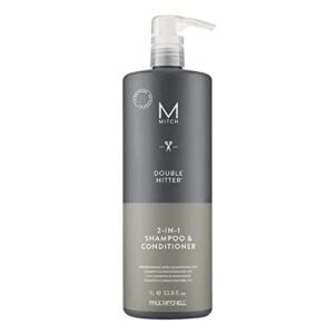 paul mitchell mitch double hitter 2-in-1 shampoo & conditioner for men, for all hair types, 33.8 fluid ounces