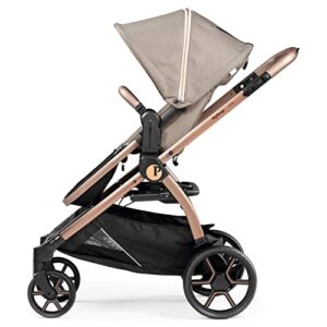 Ypsi – Compact Single to Double Stroller – Compatible with All Primo Viaggio Infant Car Seats & Ypsi Bassinets - Made in Italy - Mon Amour (Beige, Pink, & Rose Gold)