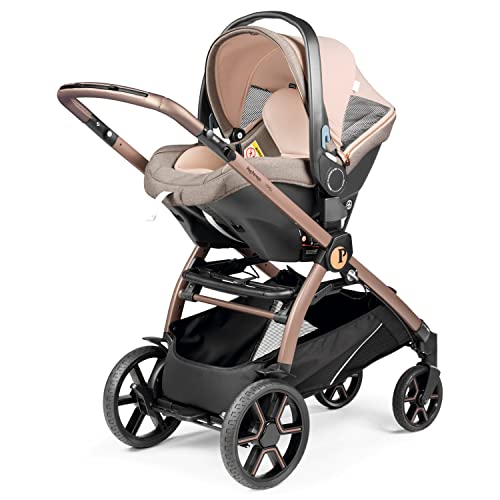 Ypsi – Compact Single to Double Stroller – Compatible with All Primo Viaggio Infant Car Seats & Ypsi Bassinets - Made in Italy - Mon Amour (Beige, Pink, & Rose Gold)