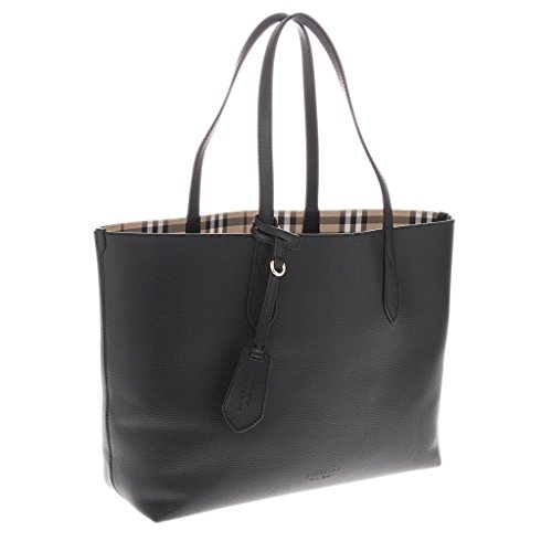 Burberry Women's The Medium Reversible Tote in Haymarket Check and Black