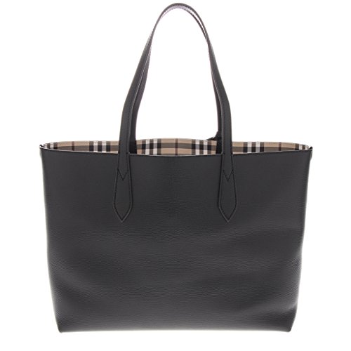 Burberry Women's The Medium Reversible Tote in Haymarket Check and Black