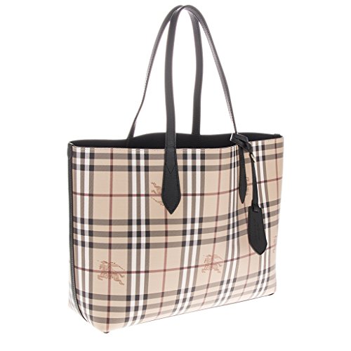 Burberry Women's The Medium Reversible Tote in Haymarket Check and Black