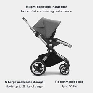 Bugaboo Lynx - The Lightest Full-Size Baby Stroller - All-Terrain with an Effortless Push and One-Handed Steering - Compatible with Bugaboo Turtle One by Nuna Car Seat - Alu/Blue Mélange