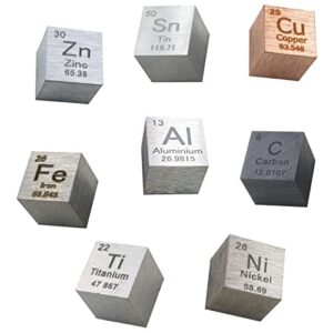 0.39″ element cube – set of 8 metal density cubest include titanium carbon nickel iron copper zinc aluminium tin for labs and collections