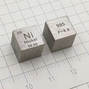 0.39" Element Cube - Set of 8 Metal Density Cubest Include Titanium Carbon Nickel Iron Copper Zinc Aluminium Tin for Labs and Collections