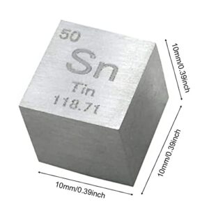 0.39" Element Cube - Set of 8 Metal Density Cubest Include Titanium Carbon Nickel Iron Copper Zinc Aluminium Tin for Labs and Collections