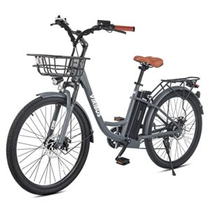 viribus electric bike for adults, 26″ ebike with 500w motor shimano 7 speed shifter pedal assist front suspension for men women seniors, 20mph long range moped electric bicycle with 48v battery, black