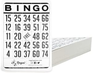 regal games – classic bingo cards – 50 count – 6.125” x 4.17” cardstock – white