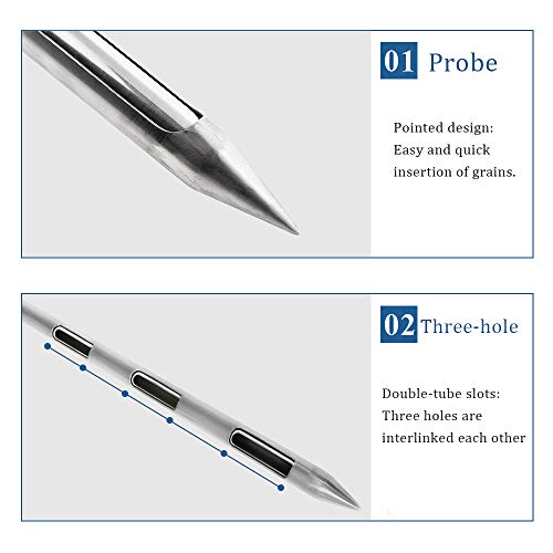 Stainless Steel Grains Powder Sampler Sampling Probe Granule Solid Sack Bag Sampling Double Tubes Slots Solid Thief (38mmX1.5m(3slots))