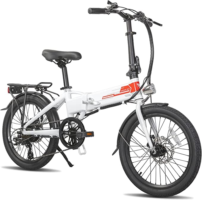 Hiland ROCKSHARK 20 inch Folding Electric Bike for Adults Teens with 250W Motor 20Max MPH, 36V 7.8AH Removable Battery&Shimano 7-Speed Electric Bicycles,Urban Ebike for Men Women White