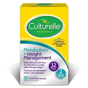 culturelle healthy metabolism + weight management probiotic capsules (ages 18+) – 30 count – helps safely manage weight & promote the metabolism of fats, carbs & proteins – caffeine & stimulant free