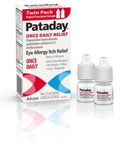 pataday once daily relief allergy eye drops by alcon, for eye allergy itch relief, 2.5 ml (2 count)