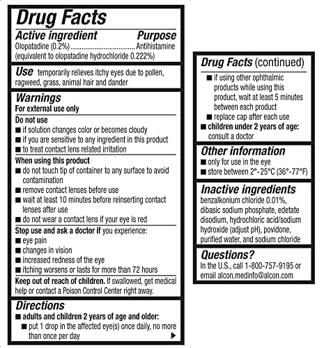 Pataday Once Daily Relief Allergy Eye Drops by Alcon, for Eye Allergy Itch Relief, 2.5 ml (2 Count)