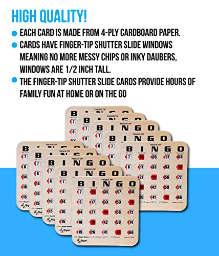 Regal Games - Finger-Tip Shutter Slide Bingo Cards - 25 Pack - Woodgrain - Perfect for Group Events, Bulk Purchasing