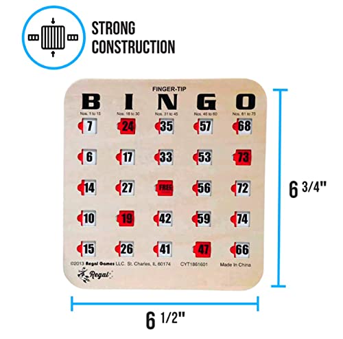 Regal Games - Finger-Tip Shutter Slide Bingo Cards - 25 Pack - Woodgrain - Perfect for Group Events, Bulk Purchasing