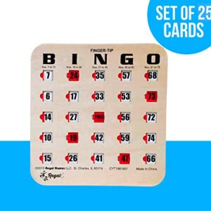 Regal Games - Finger-Tip Shutter Slide Bingo Cards - 25 Pack - Woodgrain - Perfect for Group Events, Bulk Purchasing